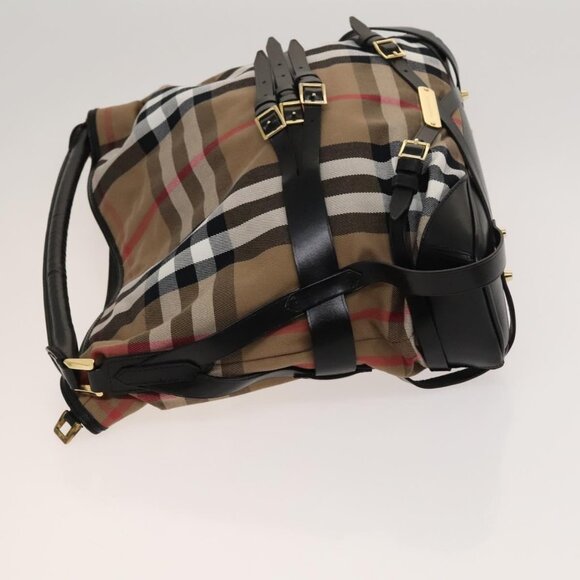 BURBERRY Nova Check Shoulder Bag Canvas 2way Beige Gold Auth 120971 - Picture 4 of 16